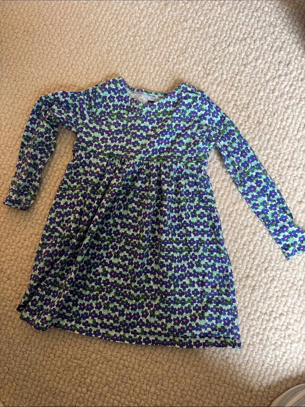 Tea Collection Girls' Floral Dress in Blue and Purple